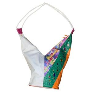 Green and Orange multi Lleather Bag